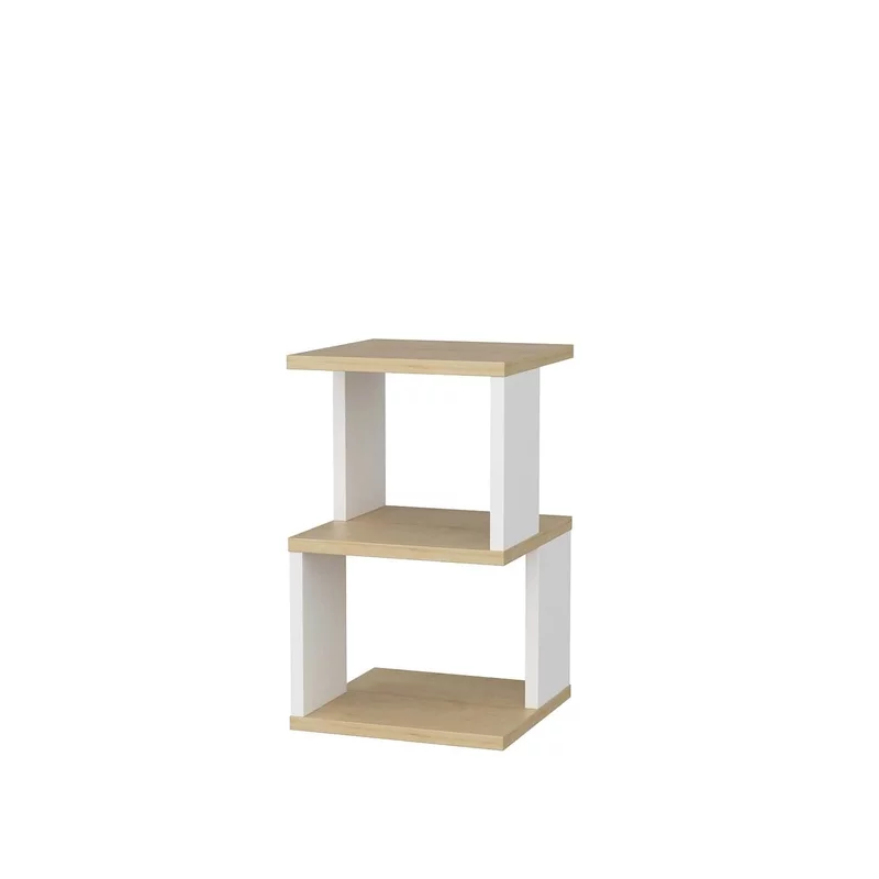 Noptiera din pal, Carter Stejar / Alb, l29,6xA29,6xH49,4 cm